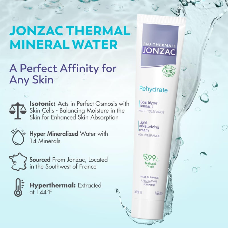 JONZAC Eau Thermale Rehydrate Organic Light Moisturzing Cream for Daily Use - Facial Cream Providing 24hr Hydration with Pure Hyaluronic Acid - Mother's Day - Sensitive Skin Approved - 1.69 Fl Oz - Image 3